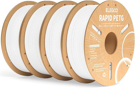 ELEGOO Rapid PETG Filament 1.75mm White 4KG, High Speed 30-600mm/s 3D Printer Filament Dimensional Accuracy +/- 0.02 mm, 1kg Cardboard Spool(2.2lbs) Fits for Most FDM 3D Printers