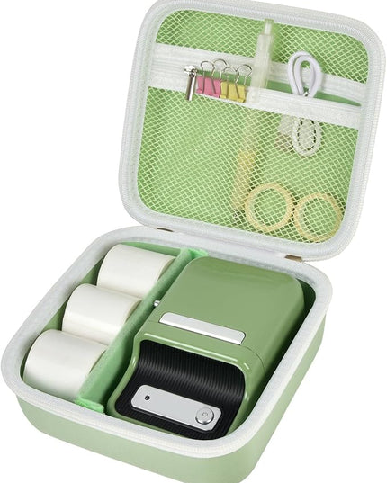 ALKOO Case Compatible with NIIMBOT B21 / Pro / B1 Label Maker Wireless Thermal Label Printer, Holder for Inkless Label Maker & Labeling Tapes Refills, with Mesh Pocket for Cable Accessories (Mint)
