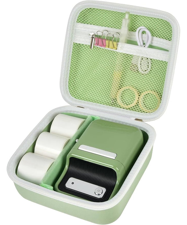 ALKOO Case Compatible with NIIMBOT B21 / Pro / B1 Label Maker Wireless Thermal Label Printer, Holder for Inkless Label Maker & Labeling Tapes Refills, with Mesh Pocket for Cable Accessories (Mint)