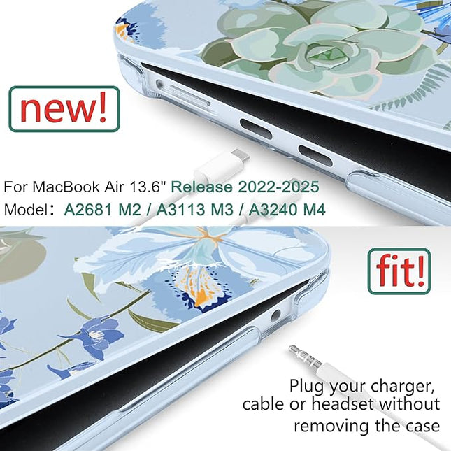 DONGKE for M4 MacBook Air 13.6 Inch Case 2025 2024 2023 2022 Model A3240 A3113 A2681 M3 M2 Chip, Plastic Hard Shell Case Cover with Touch ID for MacBook Air 13 Inch M4 - Paradise Nature