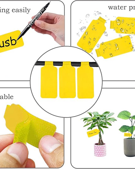 60 Pcs Reusable Cable Labels & Hook and Loop Cord Ties – 30 Wire Labels + 30 Cable Tags for Electronics, Home Office Cord Management, Residue-Free, Quick-Drying Marker Included