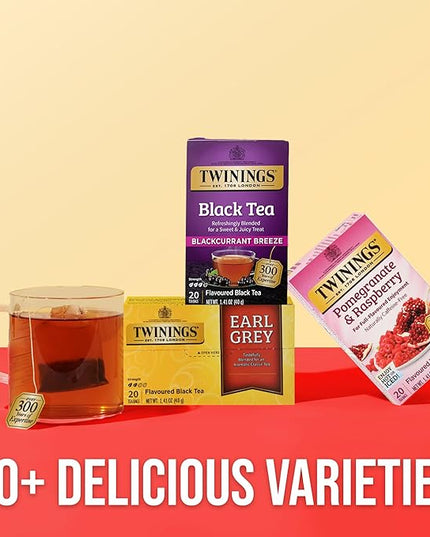 Twinings Blackcurrant Breeze Black Tea Individually Wrapped Bags, 20 Count (Pack of 6), Sweet, Tangy Taste, Caffeinated, Enjoy Hot or Iced, 120 Teabags