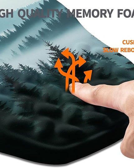 Ergonomic Slope Mouse Pad Wrist Support, Wrist Rest Mousepad for Carpal Tunnel Pain Relief with Massage Bulge and Slow Rebound Memory Foam (12x8 inch, Foggy Forest)