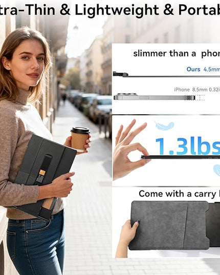 BKVOO 14" Laptop Screen Extender, Ultra-Thin Ligthweight FHD 1080P IPS Laptop Monitor Extender Dual Screen, Portable Monitor for Laptops 13-17.3" USB-C/HDMI Plug and Play for Windows/Mac/Android/PS5