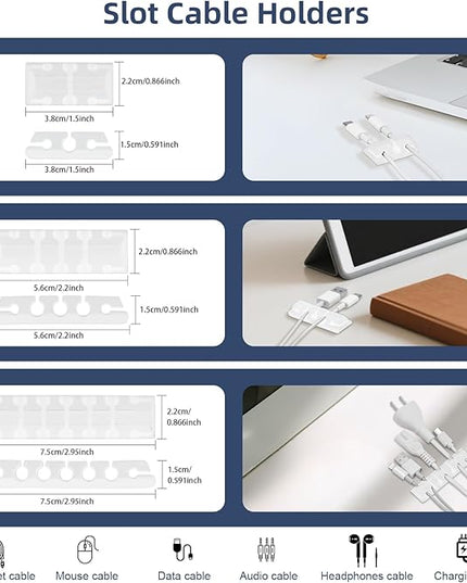 319pcs Cable Management Organizer Kit, Desk Cord Organizer, 98 Adhesive Cable Clips Holder, 17 Reusable Cable Strap, 4 Cable Sleeve Split, and 200 Nylon Cable Zip Ties (White)