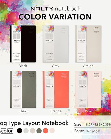 NOLTY Notebook, A5 Log Type, 3.5mm Grid, 176 Pages, Made in Japan, Orange, NTBNT1204