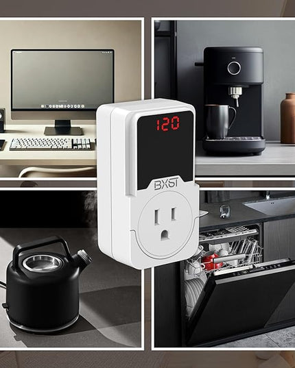 BXST 140J Surge Protector Voltage Protector One Outlet Plug Surge Protector for Refrigerator/Air-Conditioner/Fridge, Home/Office/Travel Portable LED Display Screen, Adjustable,120V, 15A, 1800W