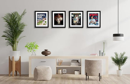 Goldfinch 4 Packs Sports Magazine Frames Displays Magazines Measuring 8 x 10.5 inches with White Core Matting,Suitable for 1994-Current Collector's Edition Sports Magazines with Installed Hangers