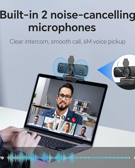 N newline 4K Webcam for PC, 4K UHD USB Webcam with Microphone, New Upgraded Auto Focus, Low Distortion, Privacy Cover, PC Camera for Zoom, Skype, Teams, Laptop, Conferencing, Calling, NewEye 60s