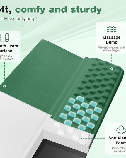 Ospelelf Keyboard Wrist Rest Pad, Comfy Ergonomic Keyboard Stand Riser Holder, Computer Wrist Support Cushion forTyping, Green