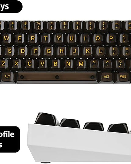 Guffercty kred 61 Keys Black Clear Keycap Set, Transparent Black Keycaps 60 Percent PC Material OSA Profile Only for 60% Keyboard(Obsidian-OSA)
