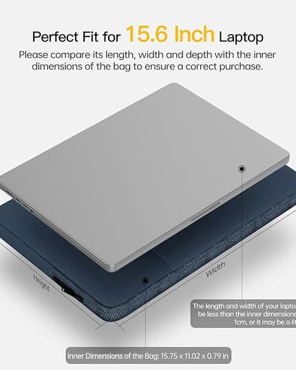 15.6 16 inch Laptop Sleeve Case for HP Envy X360/Pavilion 15, HP Omnibook 16, Lenovo IdeaPad 15, Dell Inspiron Plus 16, Acer Aspire 15, ASUS, Water-Restistant 15.6 Computer Bag -Navy Blue