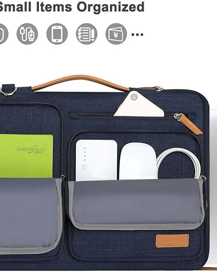 MOSISO 360 Protective Laptop Shoulder Bag,13-13.3 inch Computer Bag Compatible with MacBook, HP, Dell, Lenovo, Asus Notebook,Side Open Messenger Bag with 4 Zipper Pockets&Handle, Navy Blue