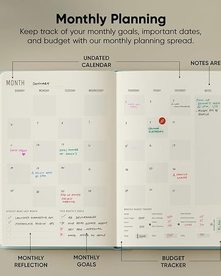 PRODUCTIVITY STORE Pro - Undated, 2026 Planner, 5.8” x 8.3” - The #1 Productivity Planner to Achieve Your 2026 Goals - Planner 2026-2027 - Blue - A5