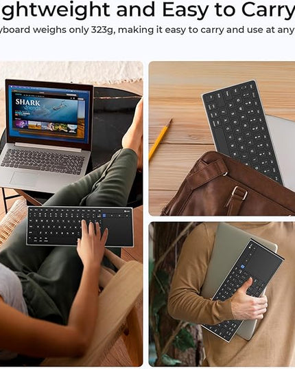 CZUR Portable Computer Keyboard with Trackpad, Rechargeable Bluetooth Keyboard with Touchpad, Wireless Ultra Slim Keyboard for PC/Laptop/Tablet/Phone, for Windows/Android