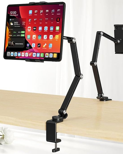 Houele Tablet Stand Holder, Adjustable Foldable Tablet Arm iPad Desk Mount with 360°Rotate Base, Phone Holder iPad Stand for Desk and Bed, Compatible with Tablets, Phones or Other 4-15.6" Device