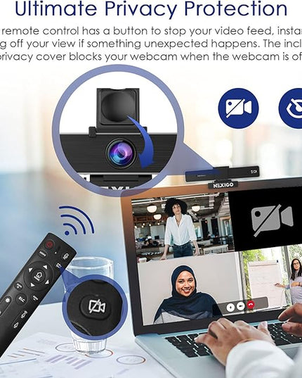 NexiGo Zoom Certified, N950P (Gen 2) 4K Zoomable Webcam, RF Remote, Sony_Starvis Sensor, 5X Digital Zoom, Pro Web Camera with Dual Stereo Mics