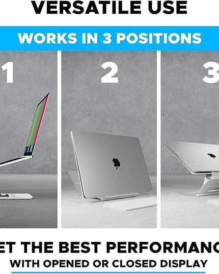 Elestoria Adjustable Laptop Stand - Fits 5 Devices, Modern Design, Tool Free Adjustment, Protective & Stable | Grey (Silver, Floating)