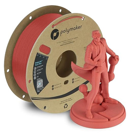Polymaker PLA PRO Filament 1.75mm 1kg, Tough & High Rigidity Light Red 3D Printing Filament, PolyLite PLA PRO 3D Printer Filament 1.75mm, Print with Most 3D Printers