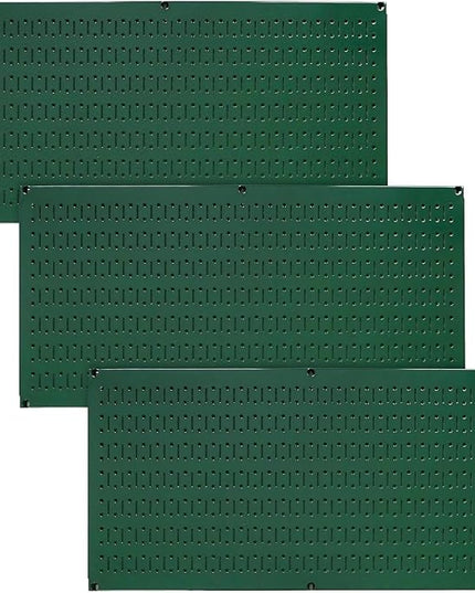 Wall Control Pegboard Value Pack - (3) Pack of Wall Control 16-Inch Tall x 32-Inch Wide Horizontal Green Metal Wallboards for Home & Garage Tool Storage Organization (Green Pegboard)