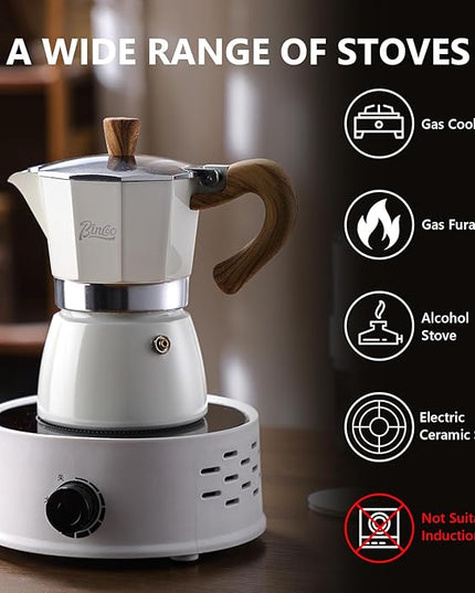 Bincoo Espresso Maker Stovetop,Camping Moka Pot 2 Cup/120ML,Stove Top Espresso Italian Coffee Maker,Easy to Use