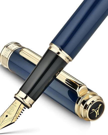 MCNTEIK 317 Fountain Pen,Stunning Luxury Piano Lacquer,18K Gilded Nib(Medium),Gorgeous 24K Gold Finish, Ink Converter,Nice Gift for Men&Women-Elegant,Executive,Fancy Pens for Writing, BU-M