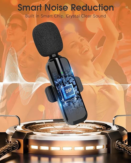 MAYBESTA Wireless Lavalier Microphone for iPhone, iPad, Android - Bluetooth Lapel Phone Mic for Video Recording - Mini Clip on Microphones for YouTube Podcast Interview