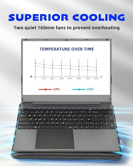 Laptop Cooling Pad, Coolertek USB Powered Laptop Cooler, 2 Blue Silent Big Fans, Height Adjustable Non-Slip Laptop Stand with Dual USB 2.0 Ports, Fits 11-17 Inch Notebook - Black (N2)