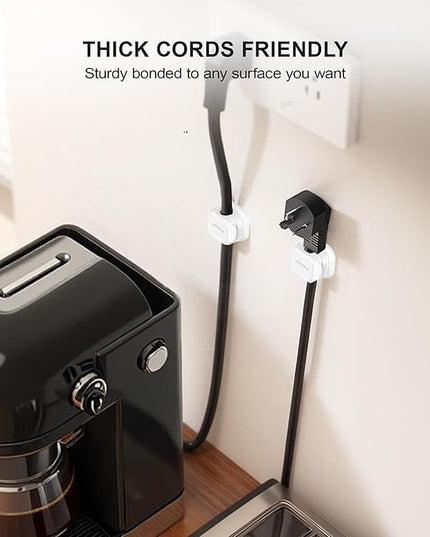 15 Pack Magnetic Cable Clip Organizer Cord Holder, Picozon Adhesive Cable Management, Wire Phone USB Charger Cable Holder, Keeper Organizer for Office Home Desktop Table - White