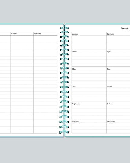 Daily Planner Undated - A5 To Do List Notebook Hourly Schedules, Spiral Appointment Planner for Women and Men, PVC Hardcover, Inner Pocket, Elastic Closure, 5.8" x 8.3", Teal