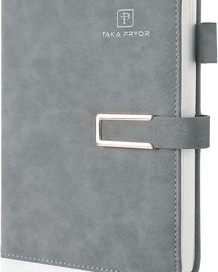 Ruled Journal Notebook, Hardcover Magnetic Clasp Cove, Personal Professional Lined Notebooks, with Pen Loop，Medium 5.7 x 8.3 inches, 120 GSM Thick Paper Gifts Gray