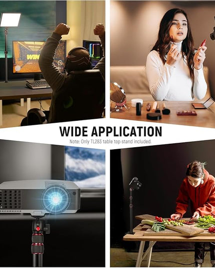 NEEWER Camera Desk Mount, Overhead Desktop Light Stand Microphone Boom Arm with Ball Head C Clamp Cleaning Cloth for DSLR Webcam Phone Holder Ring Light Mic Streaming Video Recording, Red TL283