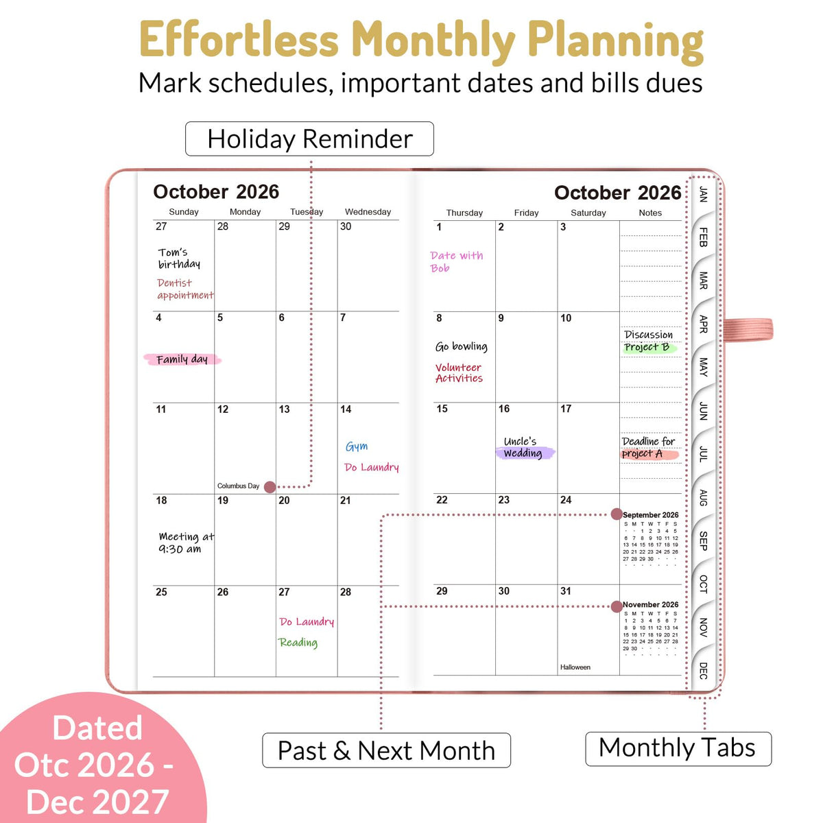 Forvencer Pocket Planner 2027,Small Weekly Monthly Planners for Purse