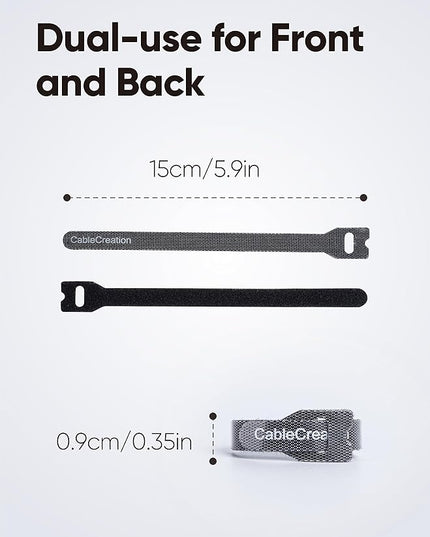 CableCreation 100PCS Fastening Cable Ties Reusable, Premium 6-Inch Adjustable Cord Ties, Nylon Cable Management Straps Hook Loop Cord Organizer Wire Ties Reusable Black