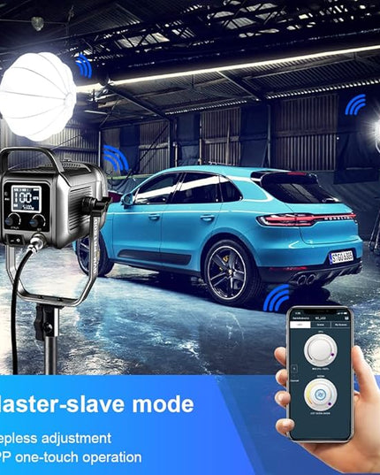 GVM 150W LED Video Light 2700K~7500K Video Light Photography Studio Light Kit with Lantern Softbox & Stand, CRI97+TLCI97 with 8 Lighting+Custom Effects for Outdoor Shoot YouTube Videos
