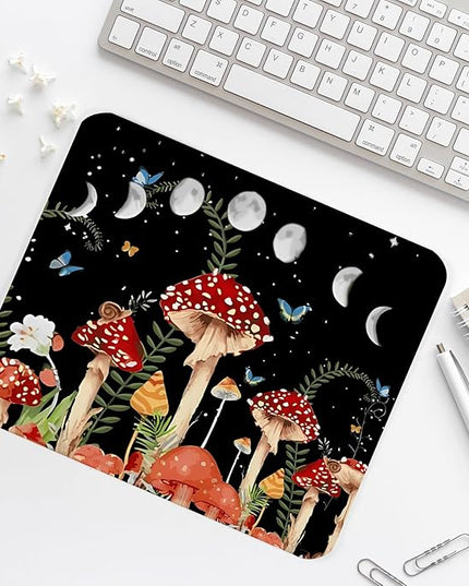 Cute Mushroom Square Mouse Pad,Non-Slip Rubber Base Mouse Pad,Home Office Decoration Desktop Accessory,Laptop Mouse Pad for Office Laptops,9.4x7.8x0.12inch 2
