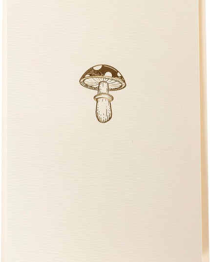 Graphique Mushroom Cards, Pack of 10 Cards with Envelopes, All Occasion Greetings, Blank Inside, Gold Foil Embossing, La Petite Press Collection Boxed Set, 3.25" x 4.75"