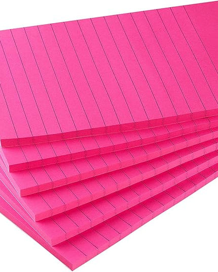 Early Buy 6 Pads Lined Sticky Notes with Lines 4x6 Self-Stick Notes Bright Color Sticky Notes, 45 Sheets/Pad (Rose Red)