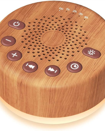 Easysleep Sound White Noise Machine with 25 Soothing Sounds and Night Lights with Memory Function 32 Levels of Volume and 5 Sleep Timer Powered by AC or USB for Sleeping Relaxation (Wood)