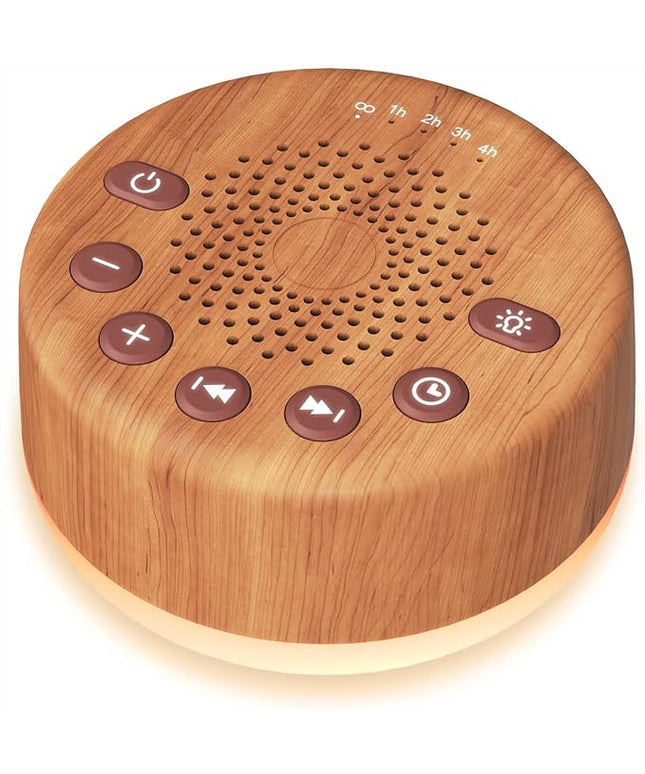 Easysleep Sound White Noise Machine with 25 Soothing Sounds and Night Lights with Memory Function 32 Levels of Volume and 5 Sleep Timer Powered by AC or USB for Sleeping Relaxation (Wood)