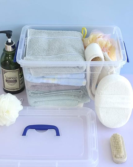 10 L Clear Plastic Storage Box, Latch Storage Box with Handle, 6-Pack