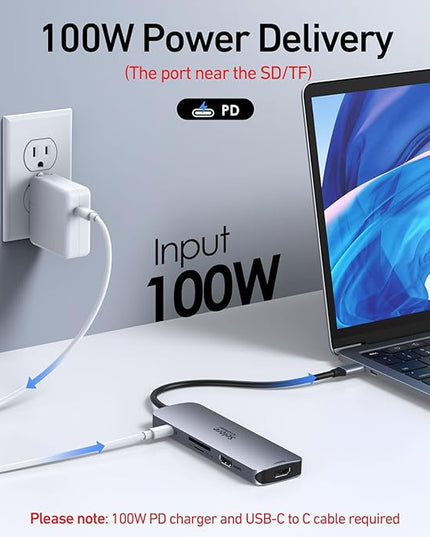 USB C Docking Station Dual HDMI Monitor, USB C to Dual HDMI Adapter with 2HDMI Ports, PD Charging, SD/TF, USB A&C 3.0 Ports, Laptop Docking Station for Dell XPS/HP/Lenovo/Surface/Yoga etc