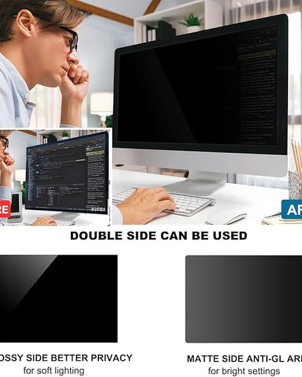 Pozlle 23 Inch Computer Privacy Screen Shield [2 Pack] for 16:9 Widescreen Desktop Monitor - Anti-Glare Blue Light Privacy Filter and Anti Spy Privacy Screen Protector Film