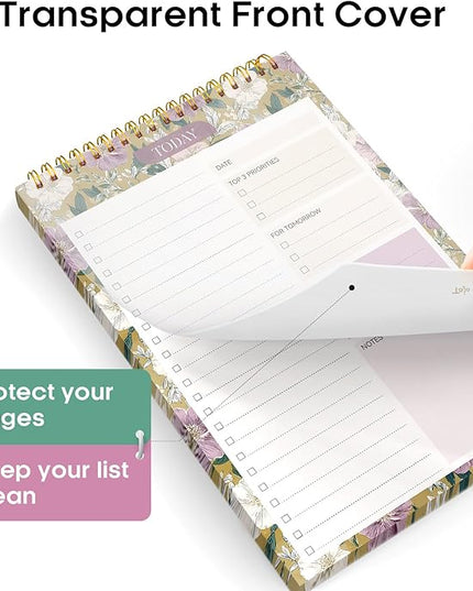 Taja To Do List Notepad - To Do List Notebook for Work with 52 Sheets, 9.8" x 6.5", Undated Daily Planner Perfect for Daily Tasks and Goal Setting, Notepad Suitable for Office, Home & School - Twilight Garden