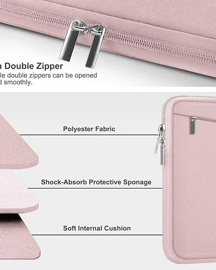 Laptop Sleeve, 15.6 inch Laptop Case, Durable Computer Carrying Bag Protective Case Briefcase Handbag with Front Pocket, Slim Laptop Case Cover for 15.6 Inch HP, Dell, Lenovo, Asus, Notebook, Pink