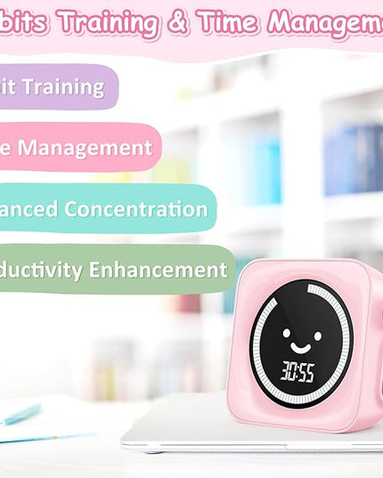 Visual Timer for Kids, 99 Minute Digital Cute Kids Visual Timer Classroom Timer for Homeschool Supplies Study Teaching Time Management Tool Countdown Count Up Timer, Pink