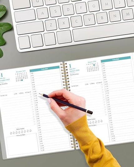 Daily Planner 2026 Full Page Per Day- 2026 Daily & Monthly Planner from January 2026 to December 2026, Day Planner 2026 with 12 Months Tabs, 8.5" x 11", Pink Flowers