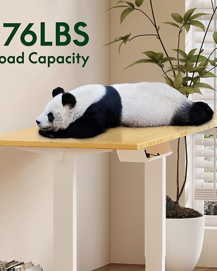 FLEXISPOT EN2 Whole-Piece Bamboo Standing Desk Clamp Power Strip, 55 x 28 Electric Stand Up Height Adjustable Desk with Cable Management (Grey Frame + 55" Bamboo Top, 2 Packages)