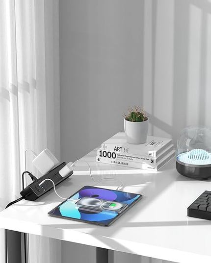 40W Fast Charging Station,Desk Clamp Power Strip 20W USB C,8 Outlets,8 USB Ports,4 USB C and 4 USB A, Office Furniture Nightstand Edge Mount Surge Protector, 14AWG Cord, Fits 1.9" Tabletop Edge