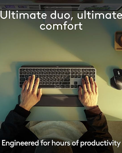 Logitech MX Keys S Combo for Mac, Wireless Keyboard and Mouse with Palm Rest, Backlit Keyboard, Fast Scroll Wireless Mouse, Bluetooth USB C for MacBook Pro, MacBook Air, iMac, iPad - Space Grey